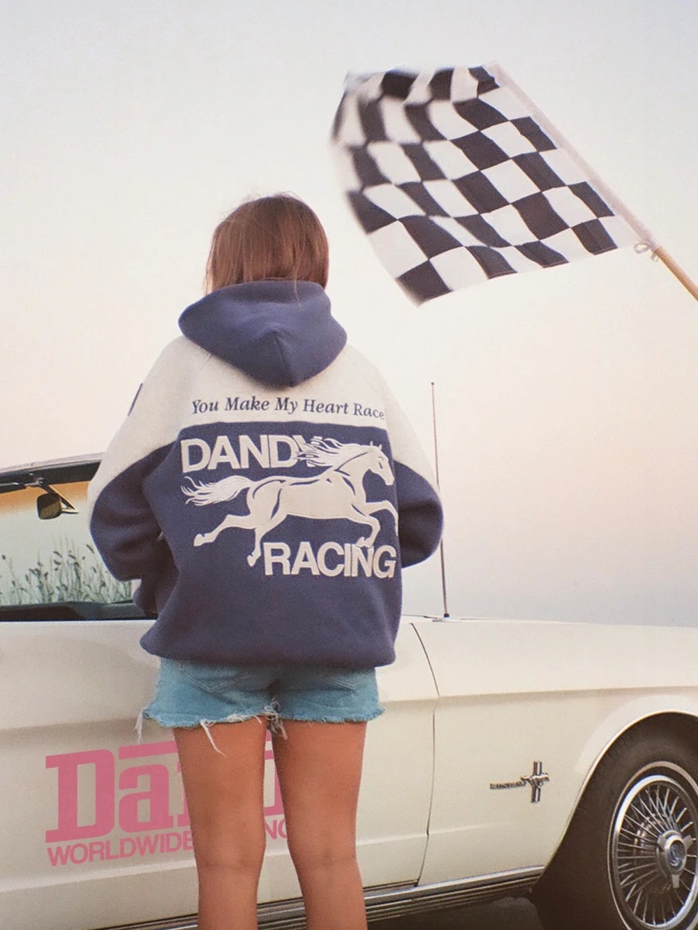 Dandy Worldwide Horse Racing Hoodie Blue Like New XS